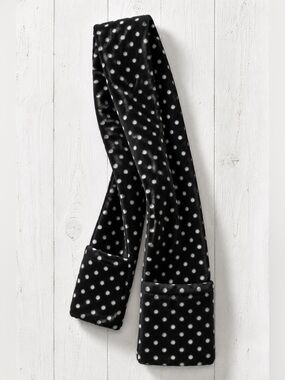 Gap Kids Black White Polka Dot Fleece Pocket Scarf One Size NWT